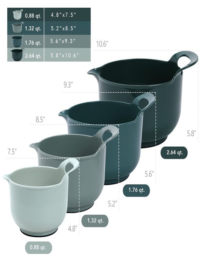 BoxedHome مجموعة أوعية خلط متداخلة من BoxedHome مكونة من 4 قطع مع صنبور صب ومقبض، خالية من مادة BPA، آمنة للاستخدام في الميكروويف وغسالة الصحون (أخضر، 4 قطع مع مقبض) - Image 2