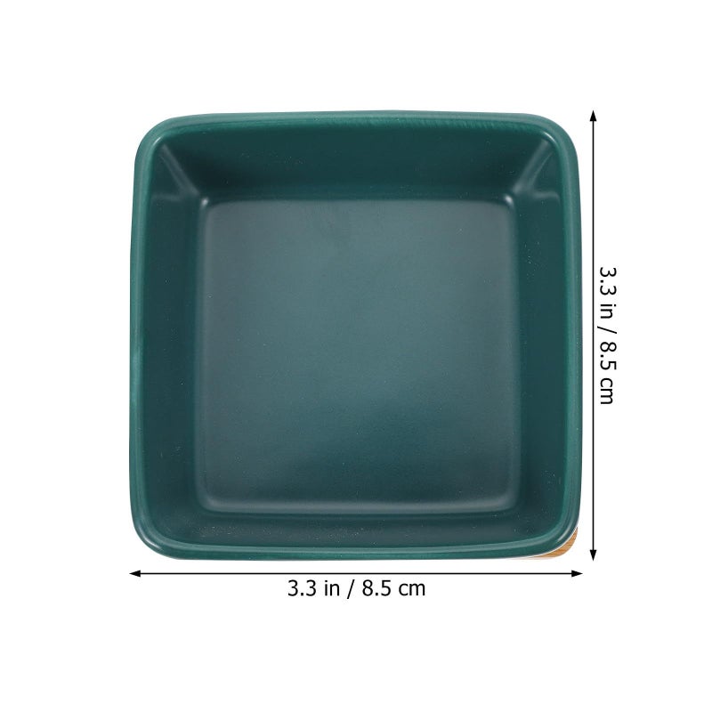 Luxshiny Ceramic Cat Bowl Set With Wooden Tray Square Green Pet Feeding Dish For Cats And Small Dogs 2pcs Floor Food And Water Bowl For Household Use - Image 3