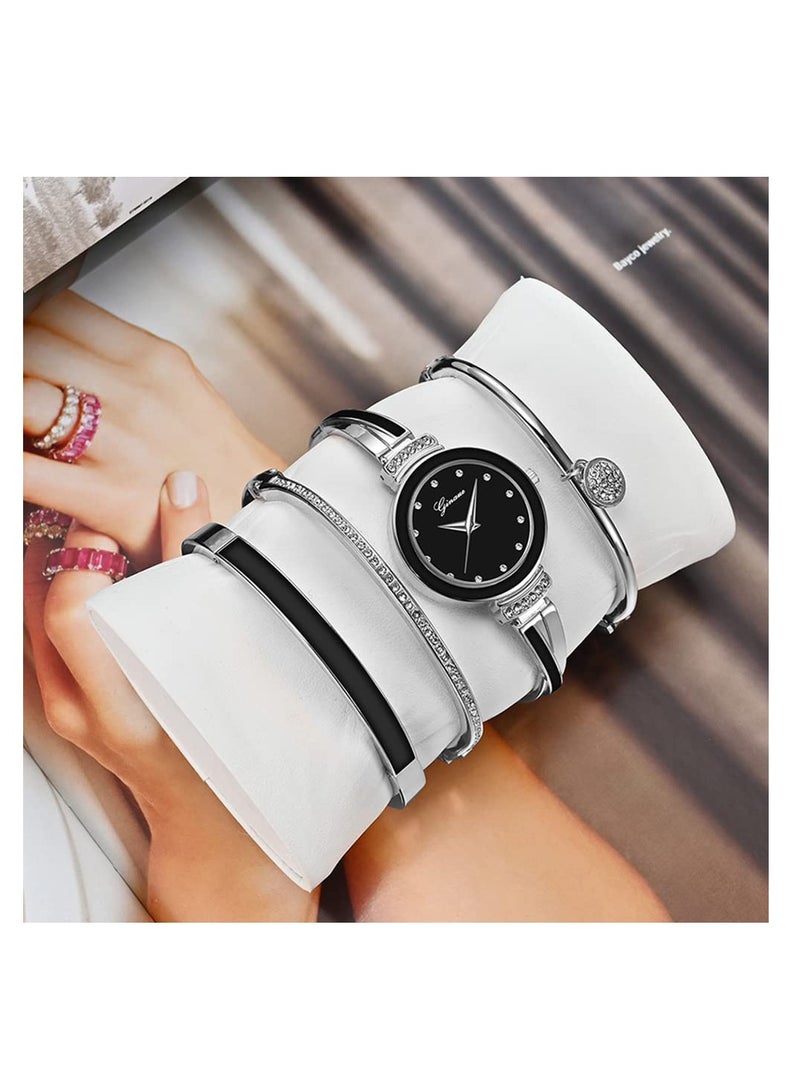 KASTWAVE Bangle Watch and Bracelet Set 4 Pcs Wrist Watch Bracelet Set Elegante Watch for Women - Image 2