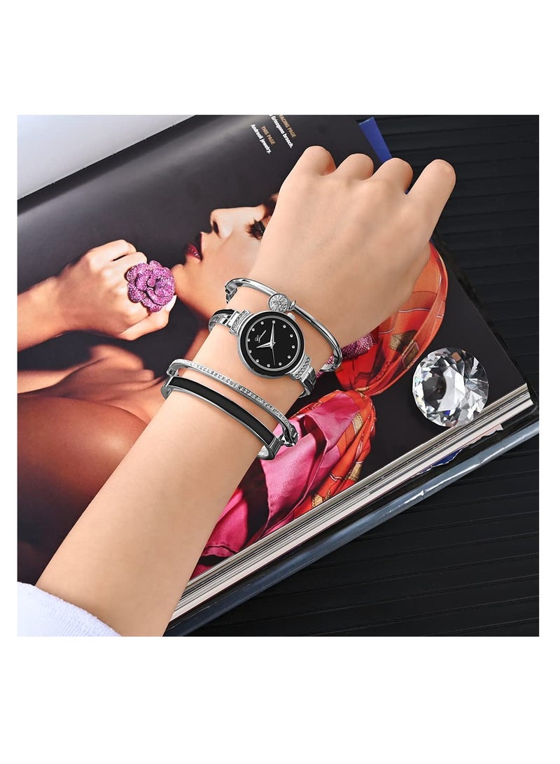 KASTWAVE Bangle Watch and Bracelet Set 4 Pcs Wrist Watch Bracelet Set Elegante Watch for Women - Image 3
