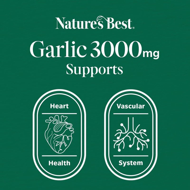 Natures Best Garlic Tablets 3000mg High Strength Rich in Allicin Taste Controlled Odthisless Equivalent to 3000mg of Fresh Garlic UK Made 180 Tablets 6 Months Supply - Image 3