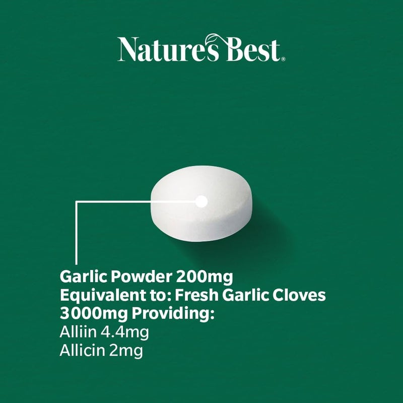 Natures Best Garlic Tablets 3000mg High Strength Rich in Allicin Taste Controlled Odthisless Equivalent to 3000mg of Fresh Garlic UK Made 180 Tablets 6 Months Supply - Image 5