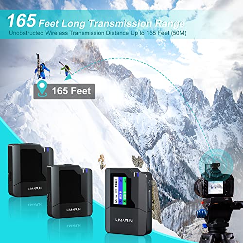 KIMAFUN Dual Wireless Lavalier Microphone for Camera, 2 Pack Lapel Mic for Interview Live Stream KM-G50-2 - Image 3