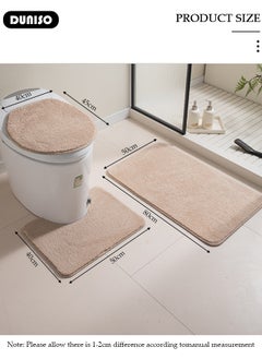 3 Piece Bathroom Rug Set Includes Bath Rug, Contour Mat and Toilet Lid Cover, Super Soft Water Absorbent & Non-Slip Bath Mats for Bathroom Floor, Tub and Shower Room, Machine Washable - pzsku/Z9CDDF7847217E3EDB268Z/45/_/1734487506/f97b0356-f009-4d1d-a56b-7767c5df7265