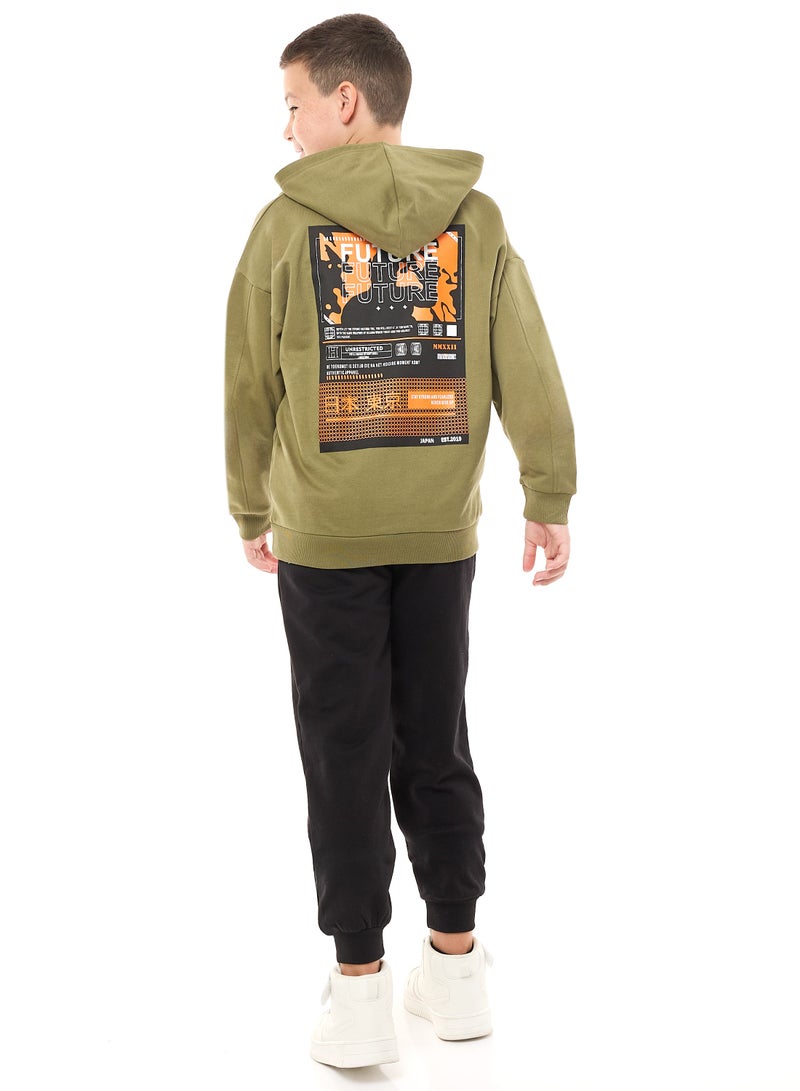 victor and jane Boys' 2-Piece Hoodie and Jogger Set Olive-Black - Image 3