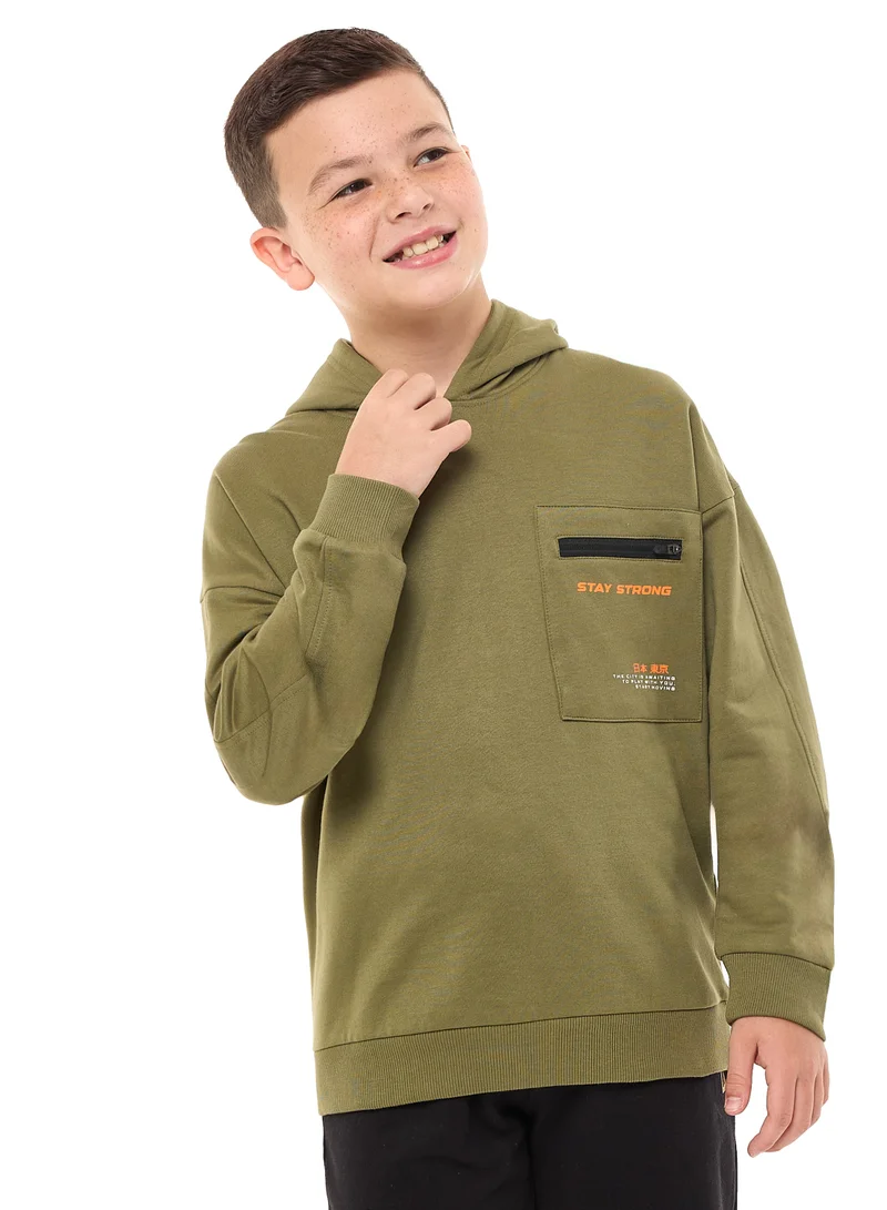victor and jane Boys' 2-Piece Hoodie and Jogger Set (8-14 yrs) Olive-Black