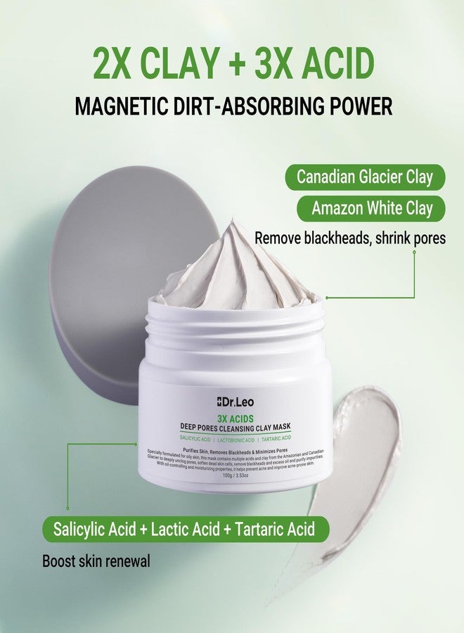 Dr.Leo 3X Acid Clay Mask, Pore Minimizing & Oil Control Face Mask, 3.53oz - Image 5