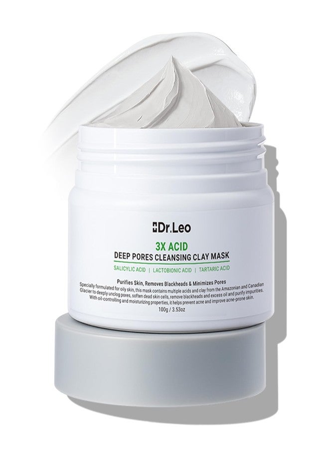 Dr.Leo 3X Acid Clay Mask, Pore Minimizing & Oil Control Face Mask, 3.53oz - Image 1