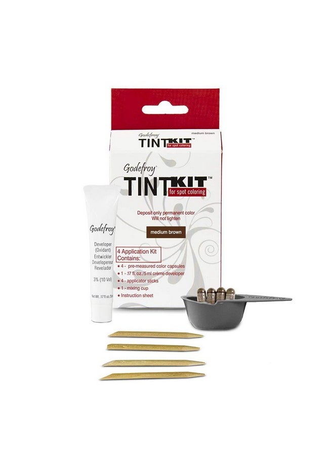 Godefroy Professional Root Touch Up Hair Coloring Kit, Medium Brown, 4 Applications  - Image 1