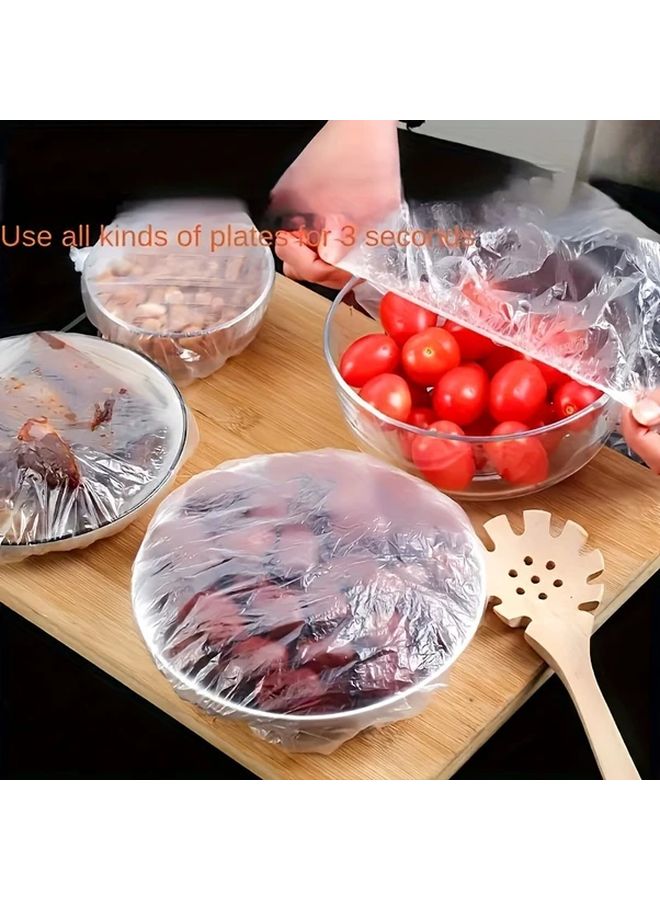 200 Disposable Plastic Wrap Sheets Individually Wrapped PE Cling Film for Fruits Vegetables Leftovers Dumplings Pastries Hygienic Kitchen Meal Prep Essentials Cost Effective Easy Peel Stick White - Image 2