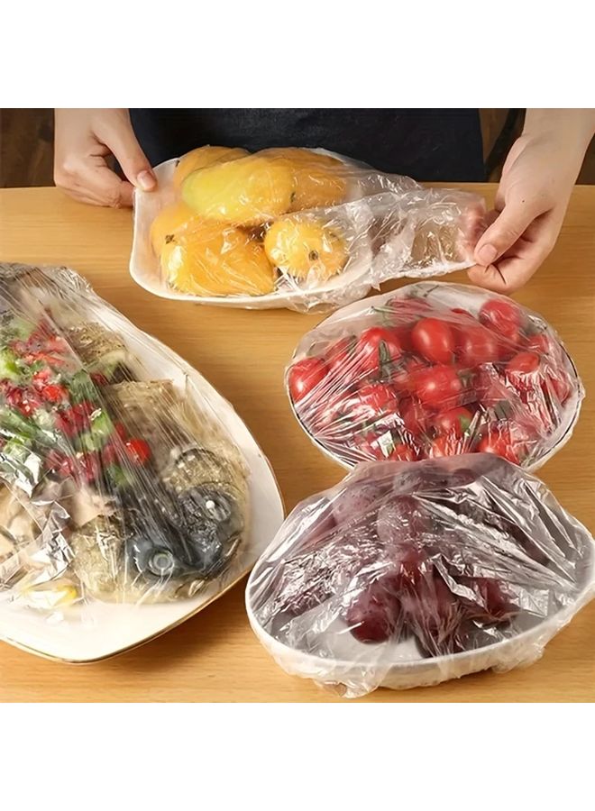 200 Disposable Plastic Wrap Sheets Individually Wrapped PE Cling Film for Fruits Vegetables Leftovers Dumplings Pastries Hygienic Kitchen Meal Prep Essentials Cost Effective Easy Peel Stick White - Image 1