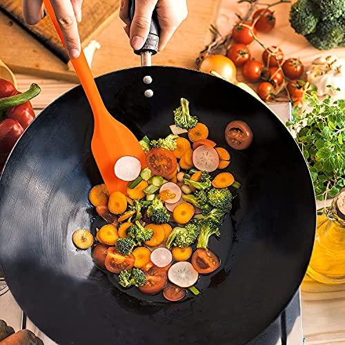 P-Plus International Silicone Spatula Set 5-Piece - 446F Heat-Resistant Baking Spoon Spatula - Seamless One-Piece Design- Non-Stick Silicone Stainless Steel Core (Spatula Set of 5 Orange) - Image 3
