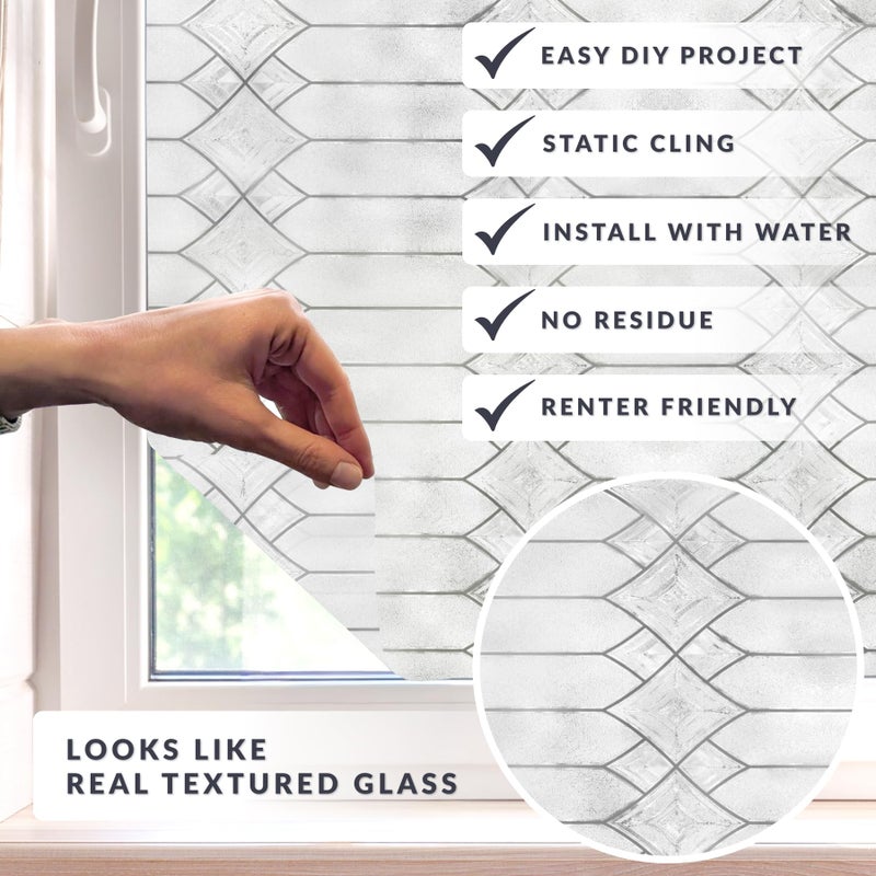 Artscape Gatehouse Large 36 x 72 Inch Window Film, Made in USA â€“ Provides Privacy, Non-Adhesive, Textured Leaded Glass Pattern, UV Protection, Easy to Apply and Removable - Image 2