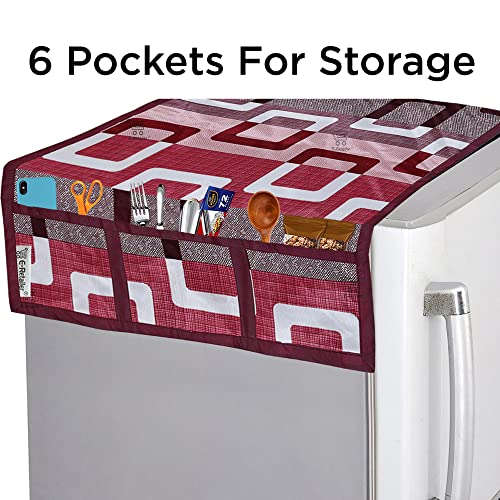E-Retailer® Exclusive 3-Layered Polyester Combo Set of Appliances Cover (1 Pc. of Fridge Top Cover and 1 Pc. Front Load Washing Machine Cover) (Color-Purple, Design-Geometric, Set Contains-2 Pcs.) - Image 5