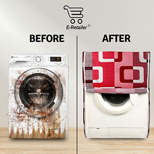 E-Retailer® Exclusive 3-Layered Polyester Combo Set of Appliances Cover (1 Pc. of Fridge Top Cover and 1 Pc. Front Load Washing Machine Cover) (Color-Purple, Design-Geometric, Set Contains-2 Pcs.) - Image 4
