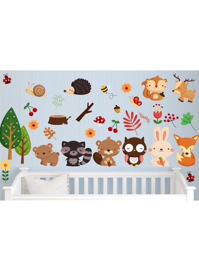 DEKOSH Kids Wild Safari Animal Wall Stickers for Nursery Decoration | Jungle Theme Peel & Stick Owl Woodland Nursery Wall Decals for Baby Playroom Decor - Image 2