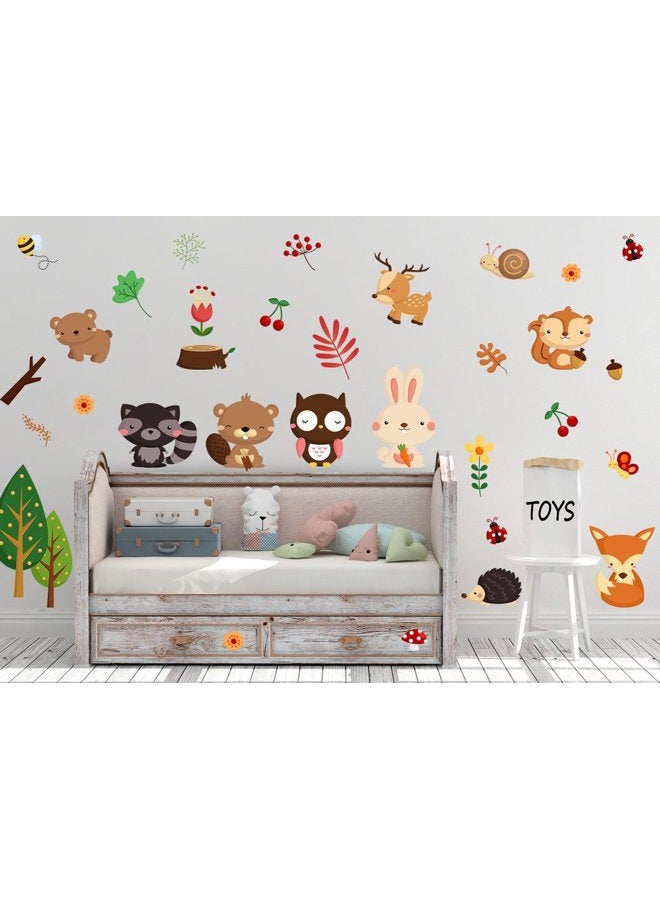 DEKOSH Kids Wild Safari Animal Wall Stickers for Nursery Decoration | Jungle Theme Peel & Stick Owl Woodland Nursery Wall Decals for Baby Playroom Decor - Image 4