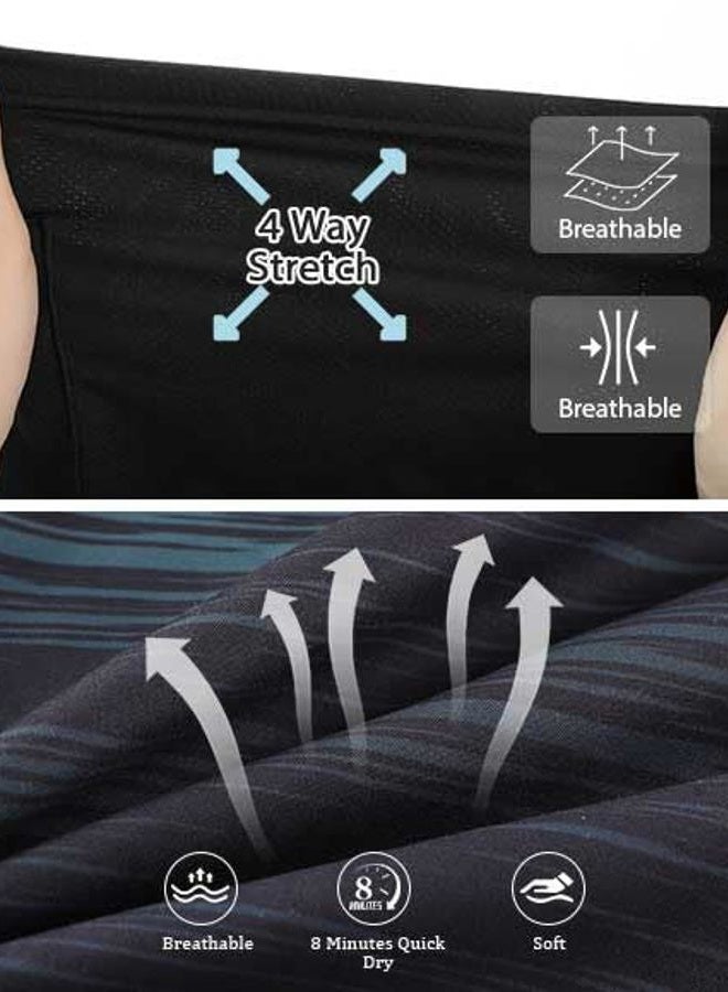 westwolf Men's Swim Trunks with Compression Liner Black Stripe 9" Long Board Shorts for Mens Hawaii Quick Dry Cycling Bathing Suits Beach Shorts with Inner Pocket Holiday Running Swim Shorts M - Image 5