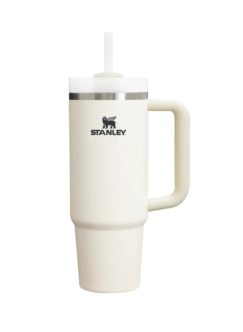 Stanley The Quencher H2.0 Tumbler With Handle And Straw 40 oz Flowstate 3-Position Lid Cup Holder Compatible For Travel Insulated Stainless Steel Cup BPA-Free Stanley Cup Vacuum Insulated Tumbler With Lid and Straw For Water, Iced Tea Or Coffee, Smoothie And More Beige  - Image 1