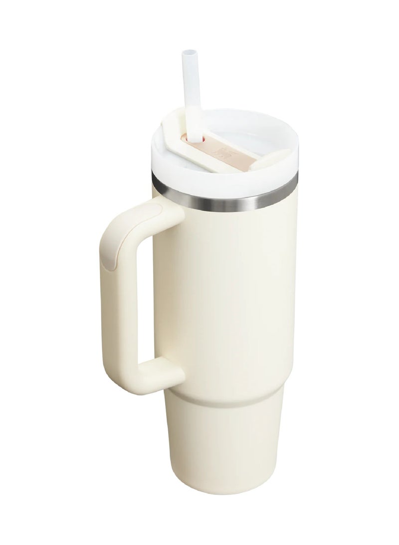 Stanley The Quencher H2.0 Tumbler With Handle And Straw 40 oz Flowstate 3-Position Lid Cup Holder Compatible For Travel Insulated Stainless Steel Cup BPA-Free Stanley Cup Vacuum Insulated Tumbler With Lid and Straw For Water, Iced Tea Or Coffee, Smoothie And More Beige  - Image 2
