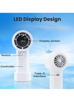 HaHaHai Handheld Fan Rechargeable, Personal Fan High Speed Mini Fan 3000mAh Battery with Powerful Turbo Wind, Mini Fan with 5 Speeds  - Image 3