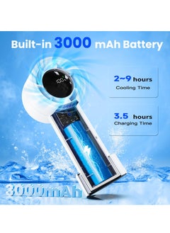 HaHaHai Handheld Fan Rechargeable, Personal Fan High Speed Mini Fan 3000mAh Battery with Powerful Turbo Wind, Mini Fan with 5 Speeds  - Image 4