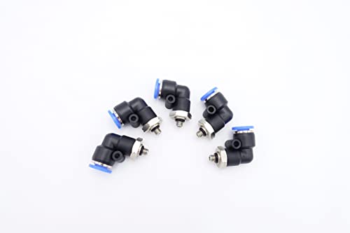 IVLPHA Push to Connect Fitting 1/4" Tube OD x 10-32 UNF Male Thread, Pneumatic Male Elbow Air Water Line 90 Deg Swivel Elbow Quick Push in Connectors (Pack of 5) - Image 1