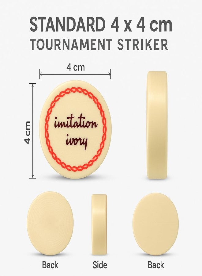 KNK Carrom Striker Original Ball - Cream Color Laser Design, Imitation Ivory Heavy (16-20g) | Tournament Striker in Acrylic Box | Made in India | 1 Piece - Image 4