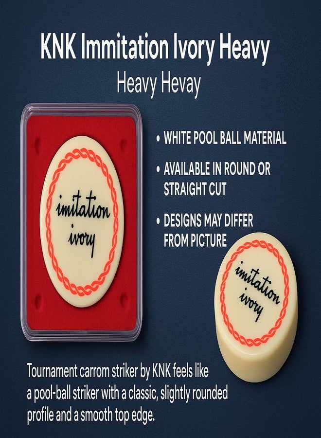 KNK Carrom Striker Original Ball - Cream Color Laser Design, Imitation Ivory Heavy (16-20g) | Tournament Striker in Acrylic Box | Made in India | 1 Piece - Image 3