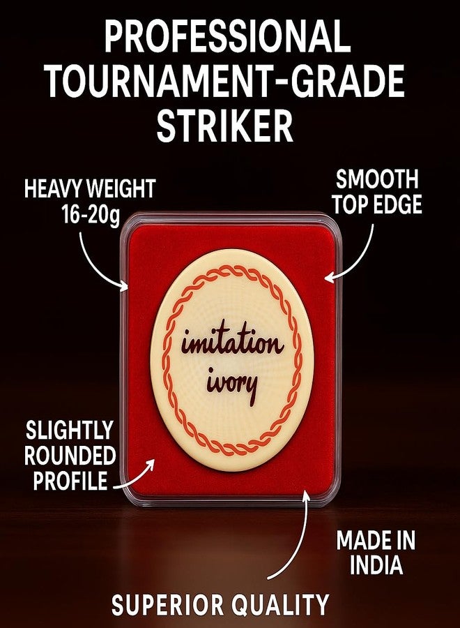 KNK Carrom Striker Original Ball - Cream Color Laser Design, Imitation Ivory Heavy (16-20g) | Tournament Striker in Acrylic Box | Made in India | 1 Piece - Image 2