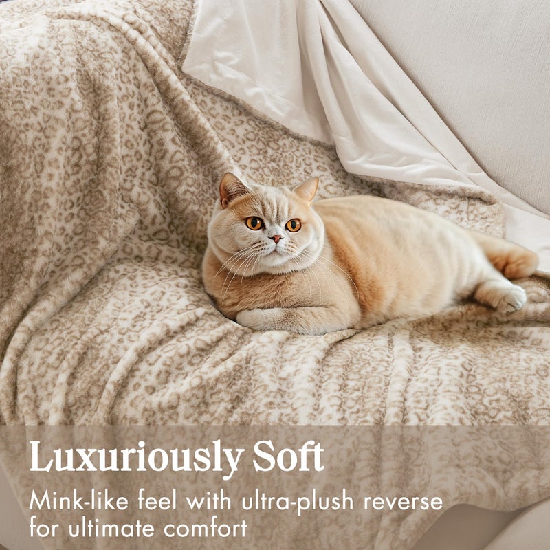 Madison Park Zuri Soft Plush Luxury Oversized Faux Fur Throw Animal Stripes Design, Faux Mink On The Reverse, Modern All Seasons Blanket for Bed, Sofa Couch, Office, Leopard, 60x70 - Image 5