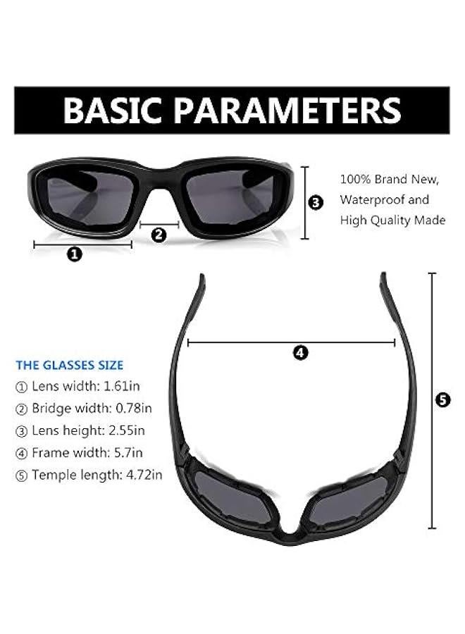 Arabest 3 Pair Motorcycle Riding Glasses Padding Goggles UV Protection Dustproof Windproof Motorcycle Sunglasses for Outdoor Actives - Image 4