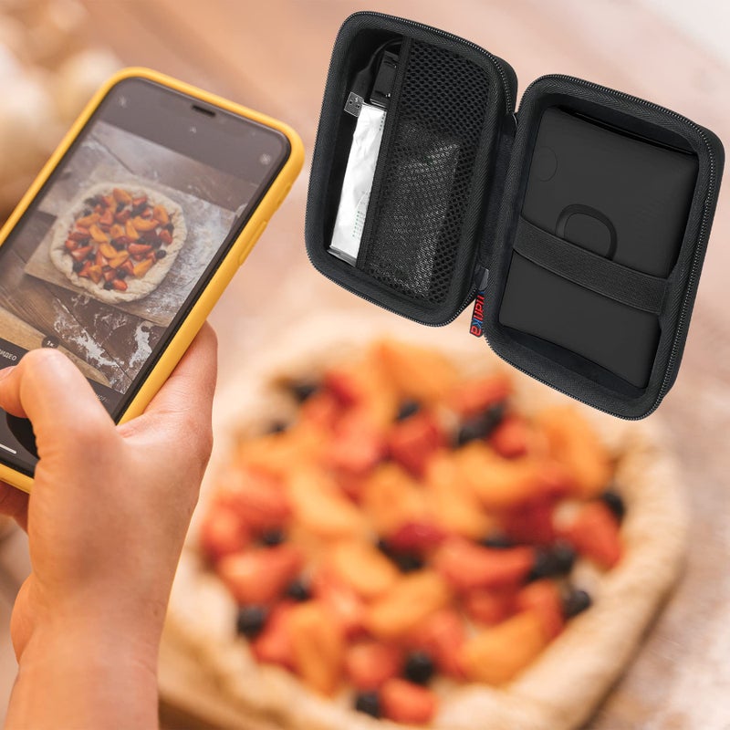 Khanka حقيبة سفر صلبة لـ FujiFilm Instax Square Link طابعة الهواتف الذكية، حقيبة فقط (أسود) - Image 2