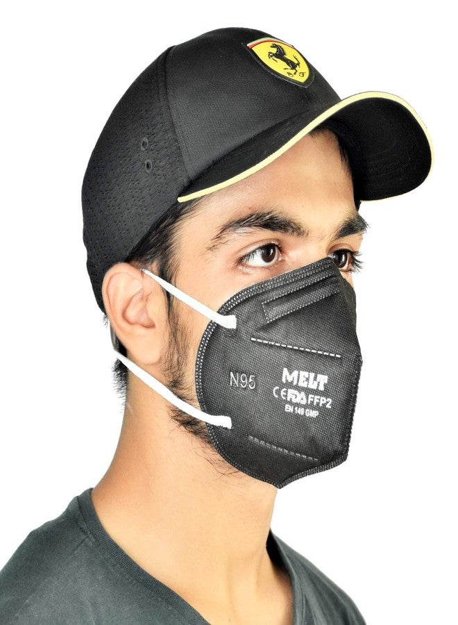 Indiginous Melt N95 Filter Multi Color Face Mask with Adjustable Head Strip, Reusable, Washable CE & ISO Certified to Protect Mouth Droplets, Dust and Pollution, Pack of 5 Mask (Black) - Image 3