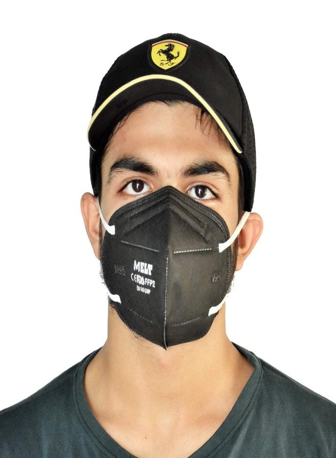 Indiginous Melt N95 Filter Multi Color Face Mask with Adjustable Head Strip, Reusable, Washable CE & ISO Certified to Protect Mouth Droplets, Dust and Pollution, Pack of 5 Mask (Black) - Image 1