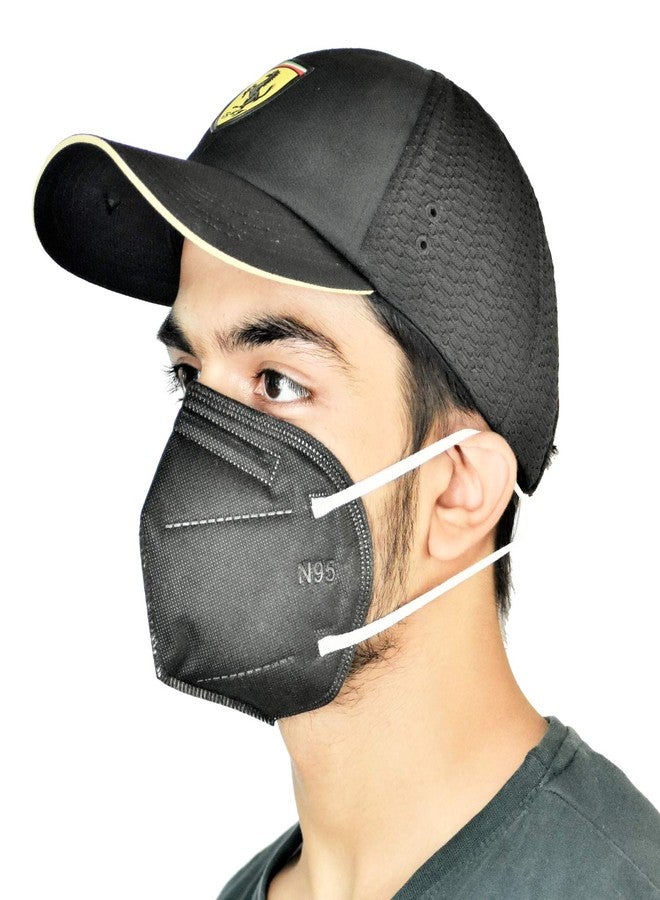 Indiginous Melt N95 Filter Multi Color Face Mask with Adjustable Head Strip, Reusable, Washable CE & ISO Certified to Protect Mouth Droplets, Dust and Pollution, Pack of 5 Mask (Black) - Image 5