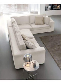 Wooden Twist Valeur Solid Wood Right Hand Facing Velvet Fabric 5 Seater Corner L-Shaped Sectional Sofa Modern Living Room ( Beige )