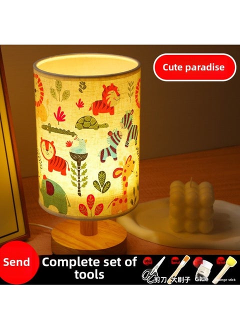 Butterfly Embossed Dried Flower Table Lamp Handmade DIY Material Bag National Day Group Building Salon Activity Night Light-Color:Sprouting Paradise (full Material Package)