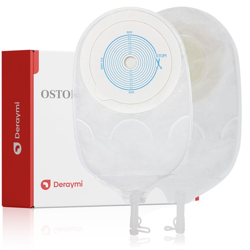 DERAYMI 10 Pack Urostomy Bags Drainable One Piece System Urostomy Pouches AntiBackflow Ostomy Bags with Drain Valve Closure for Urostomy Stoma Drainable Care 1565mm CuttoFit