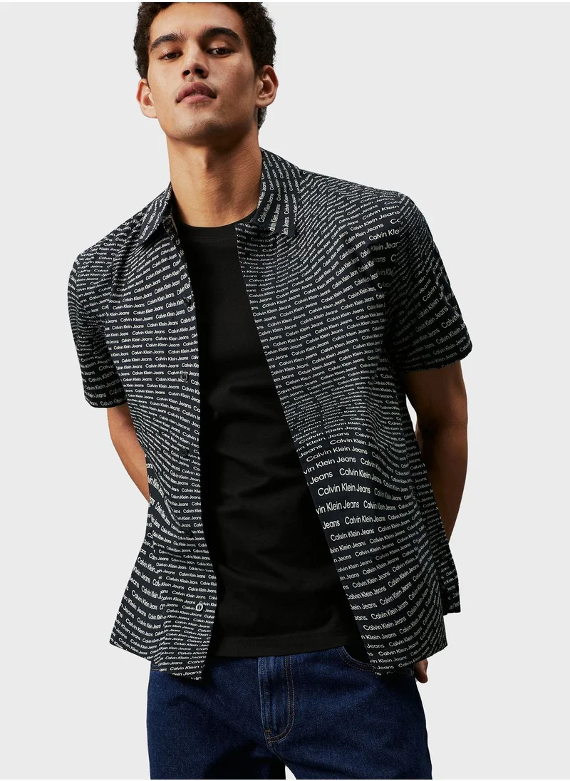 Calvin Klein Jeans Slogan Warp Aop Shirt
