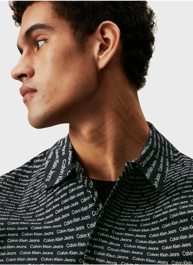Calvin Klein Jeans Slogan Warp Aop Shirt