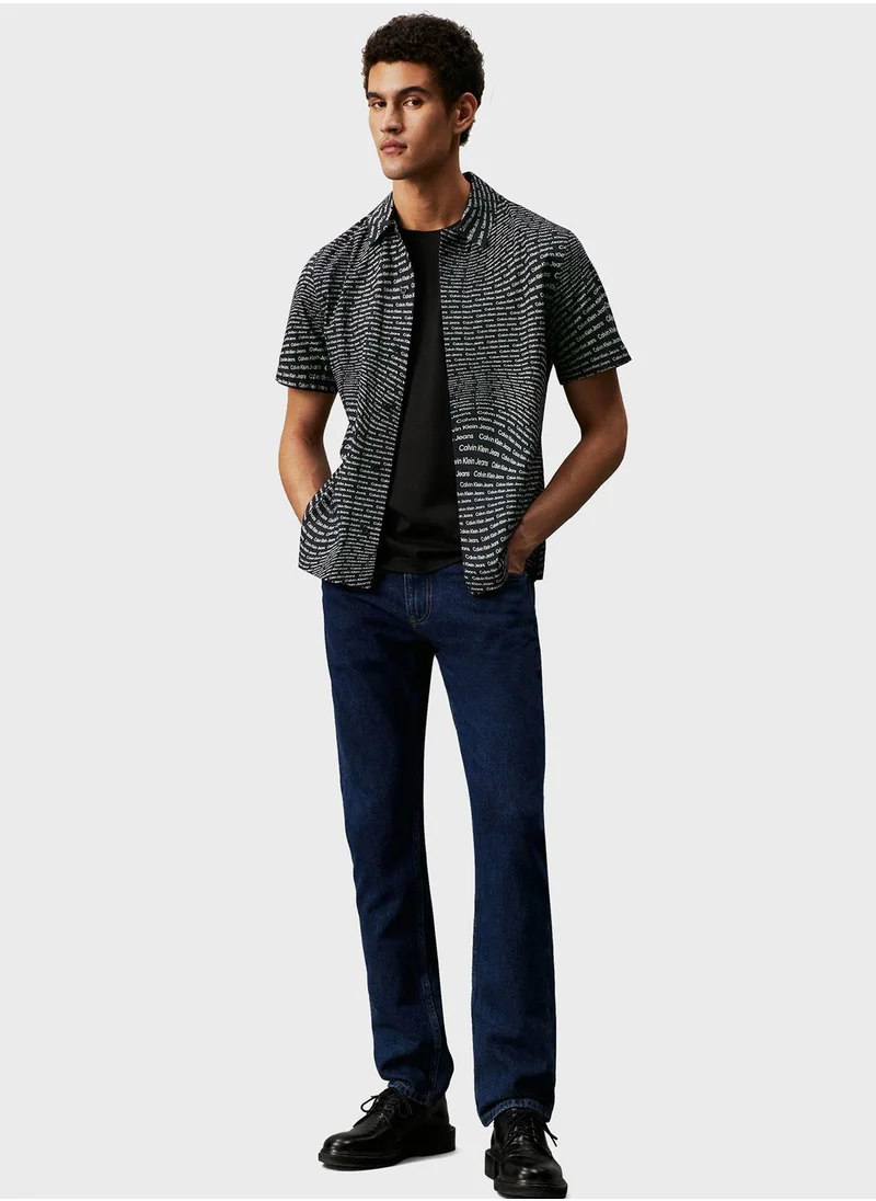 Calvin Klein Jeans Slogan Warp Aop Shirt