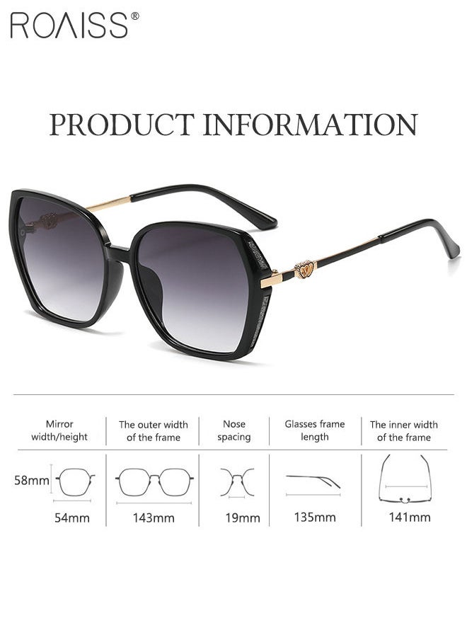 roaiss - Women's Square Sunglasses, UV400 Protection Sun Glasses with Sequin Side Design, Fashion Anti-glare Sun Shades for Women with Glasses Case, 54mm - Image 1