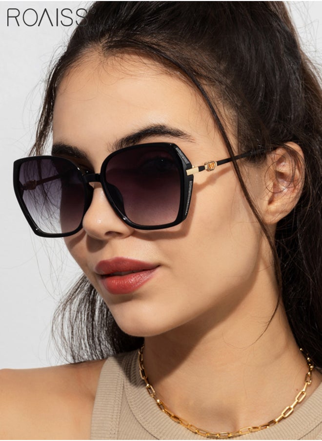 roaiss - Women's Square Sunglasses, UV400 Protection Sun Glasses with Sequin Side Design, Fashion Anti-glare Sun Shades for Women with Glasses Case, 54mm - Image 1