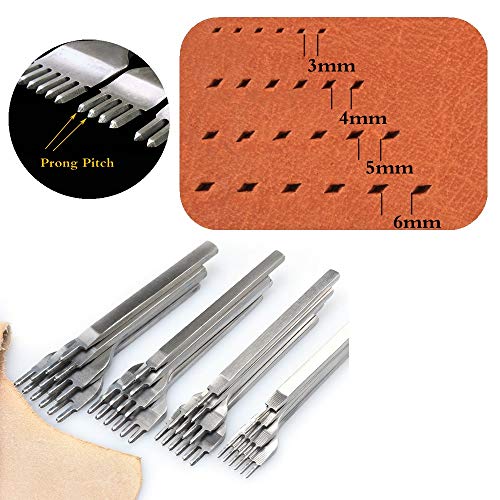 Aiskaer Leather Stitching Punch Set, Diamond Chisel Tools, 6mm White Steel 1/2/4/6 Prong for Leather Craft DIY - Image 5