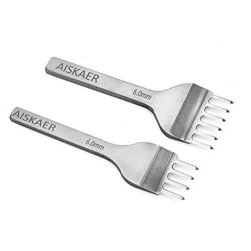 Aiskaer Leather Stitching Punch Set, Diamond Chisel Tools, 6mm White Steel 1/2/4/6 Prong for Leather Craft DIY - Image 2