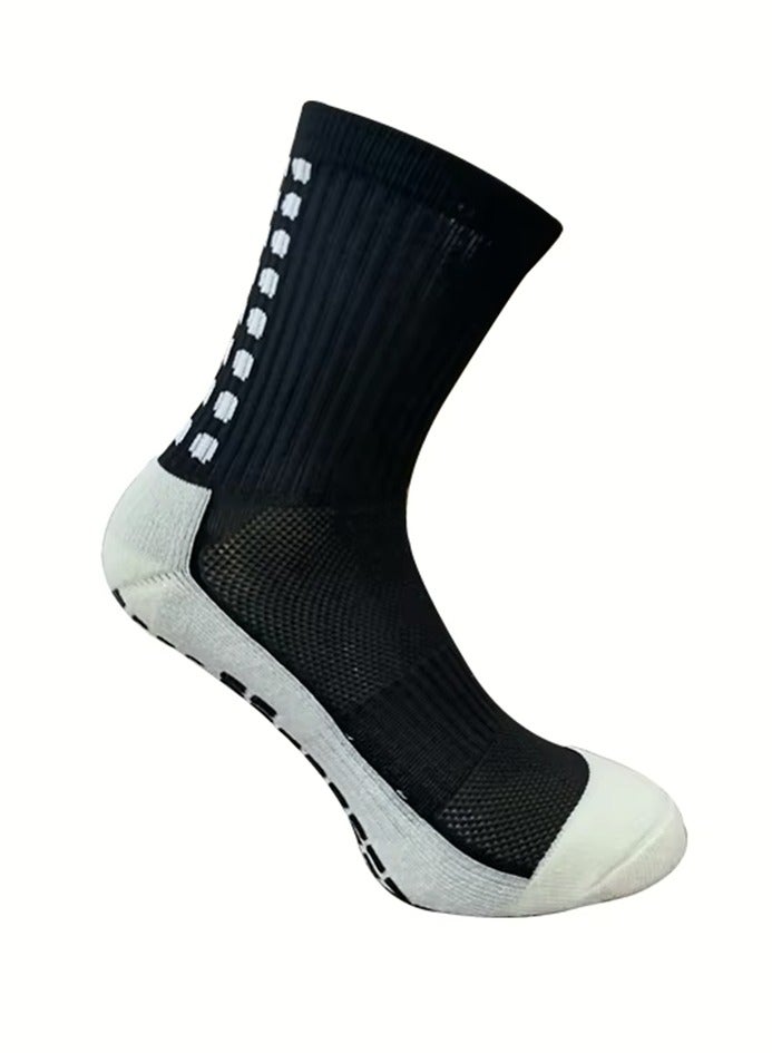 Perfectory Anti-Slip Sports Socks, Athletic Grip Socks for Football Soccer Running Basketball- Black  - Image 1