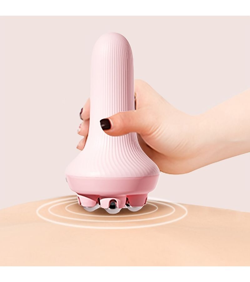 Yellow Handheld Body Massager Round Roller Balls Relieves Muscles Portable Easy Self Massage - Image 5