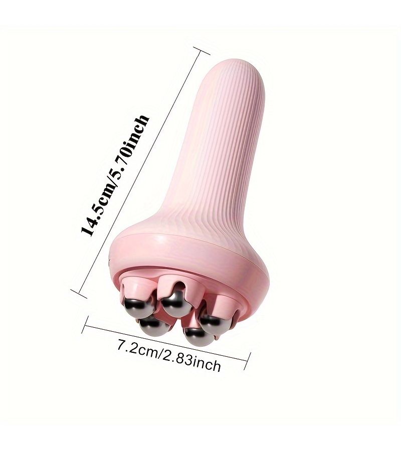Yellow Handheld Body Massager Round Roller Balls Relieves Muscles Portable Easy Self Massage - Image 3