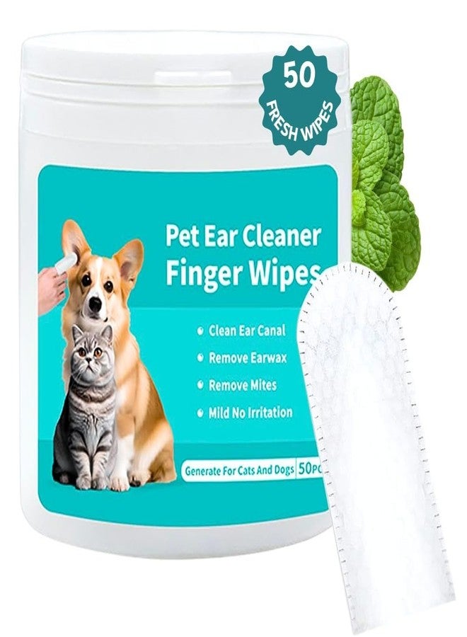 ZIGZAP 50 Pcs Pet Wet Wipes, Disposable Pet Cleaning Finger Cover Cot Wipes Dog Cat Ear Cleaning Cover Finger Wet Wipes, Non-Woven Ear Cleaning Wet Wipes Protecting Cat Dog Ear Health. - Image 1